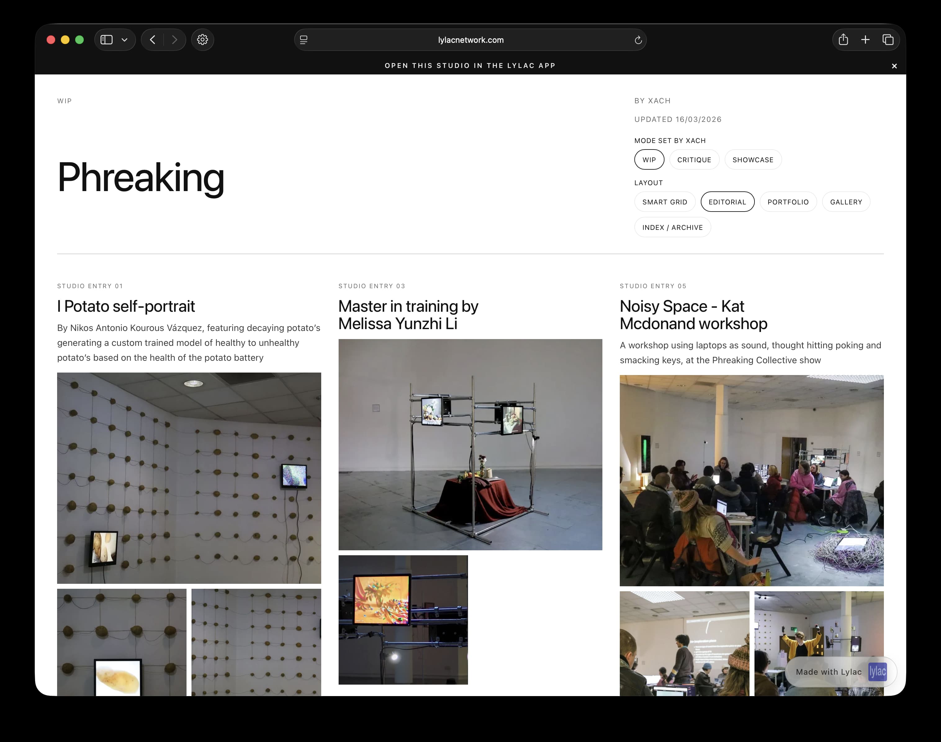 Editorial web studio layout preview 2