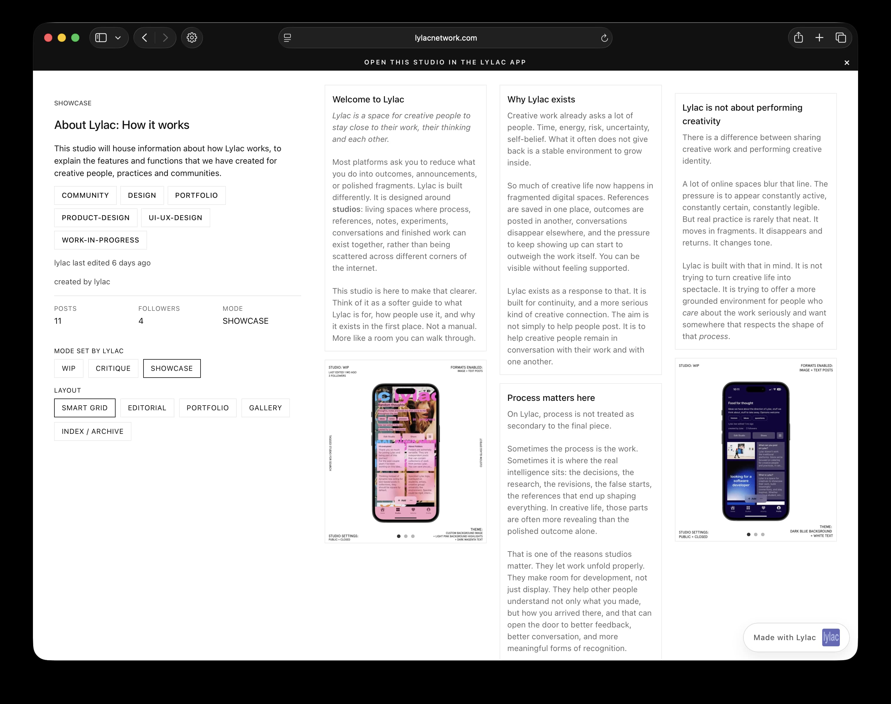 Smart Grid web studio layout preview 3